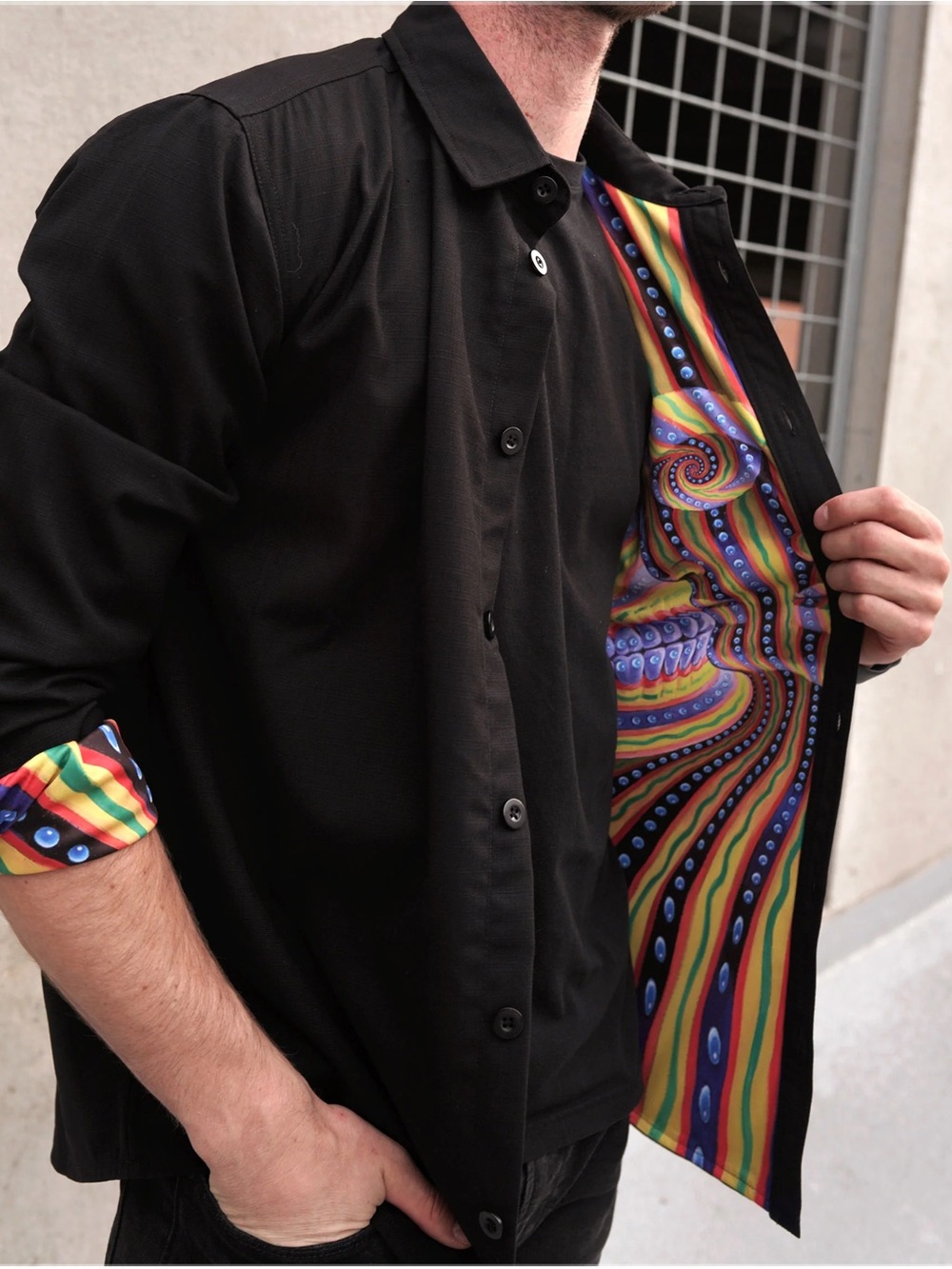 Threyda x Alex Grey Bardo Being Lined Button Down Shirt Medium EUC Art to Wear